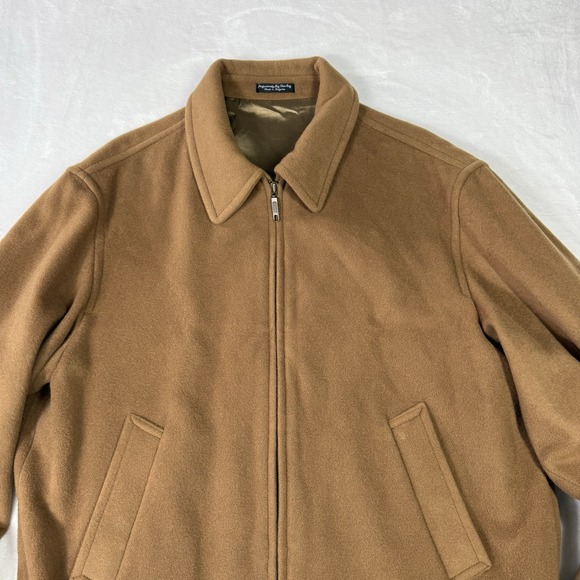 Vintage 90's Baracuta Cashmere Wool Bomber Jacket Beige Medium Soft Gold Lined - Picture 3 of 15